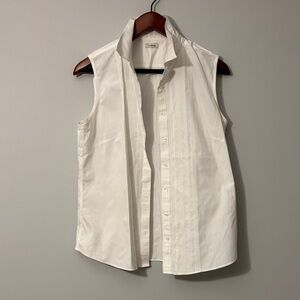 L.L. Bean White Sleeveless Button-Down Shirt